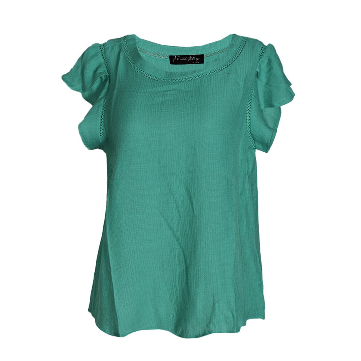Blusa lisa con detalle pequeño de encaje en cuello para mujer Philosophy Talla Chica