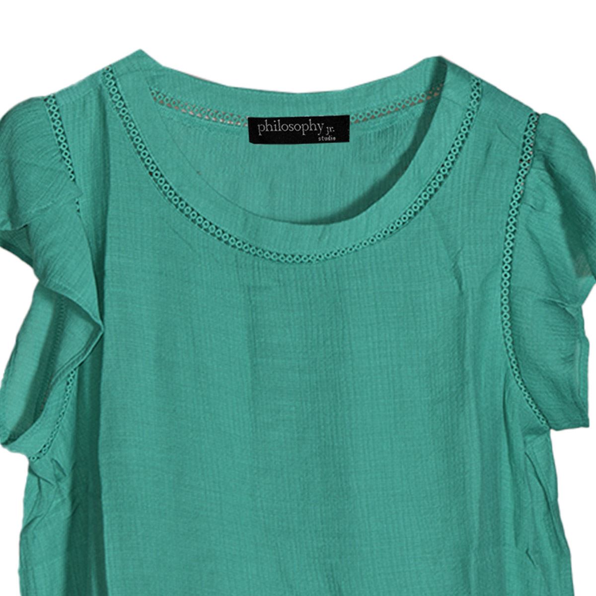 Blusa lisa con detalle pequeño de encaje en cuello para mujer Philosophy Talla Chica
