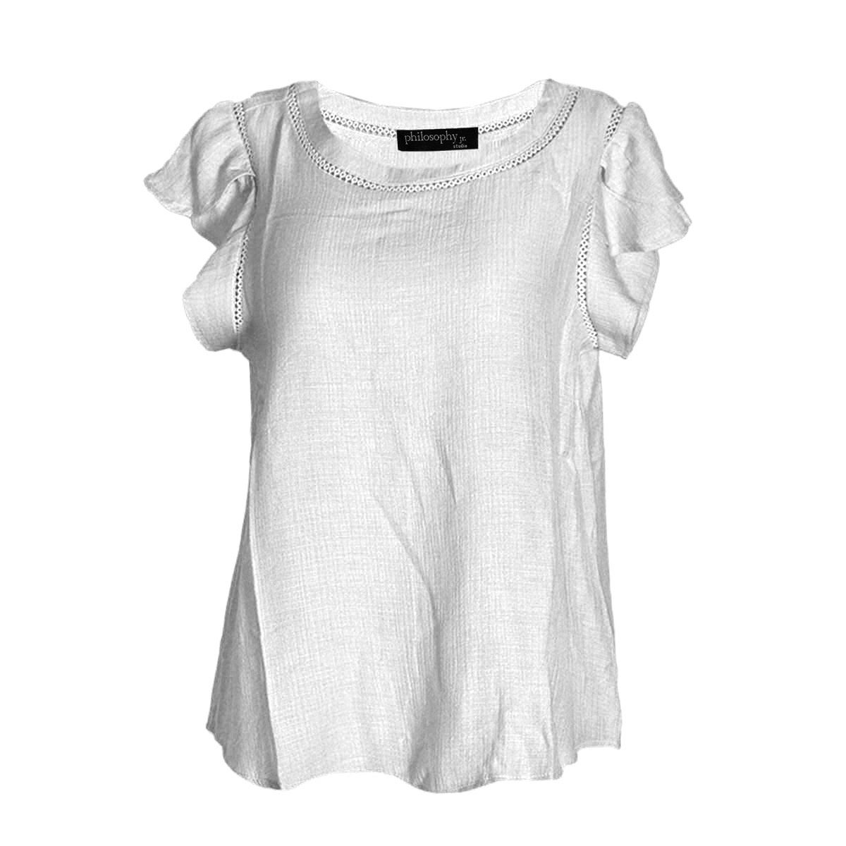 Blusa lisa con detalle pequeño de encaje en cuello para mujer Philosophy Talla Grande