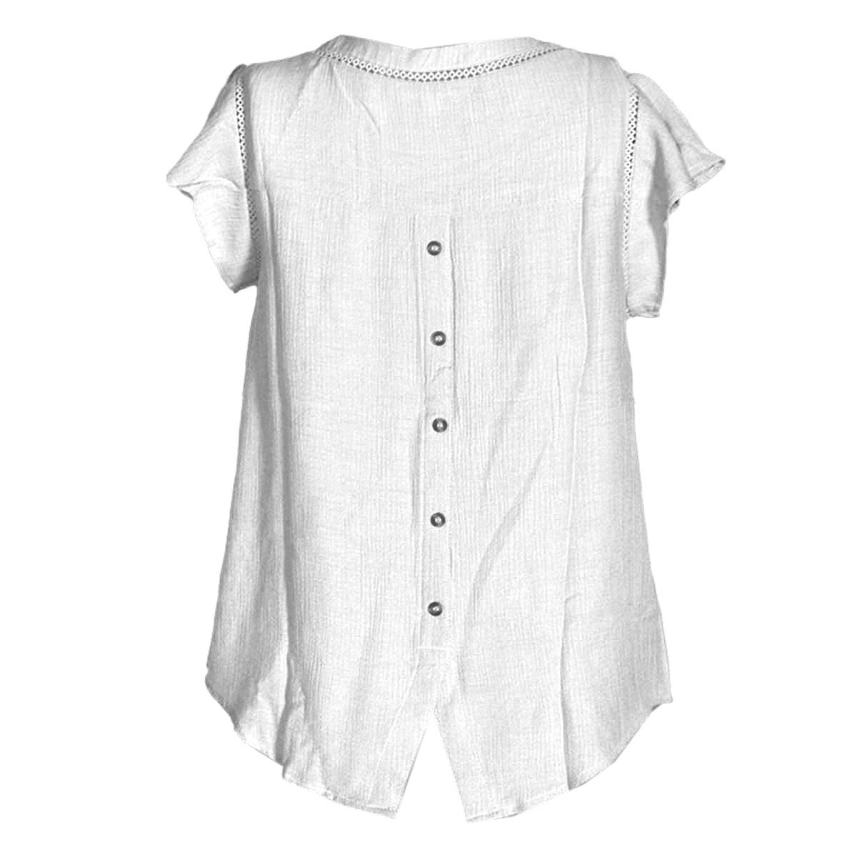 Blusa lisa con detalle pequeño de encaje en cuello para mujer Philosophy Talla Grande