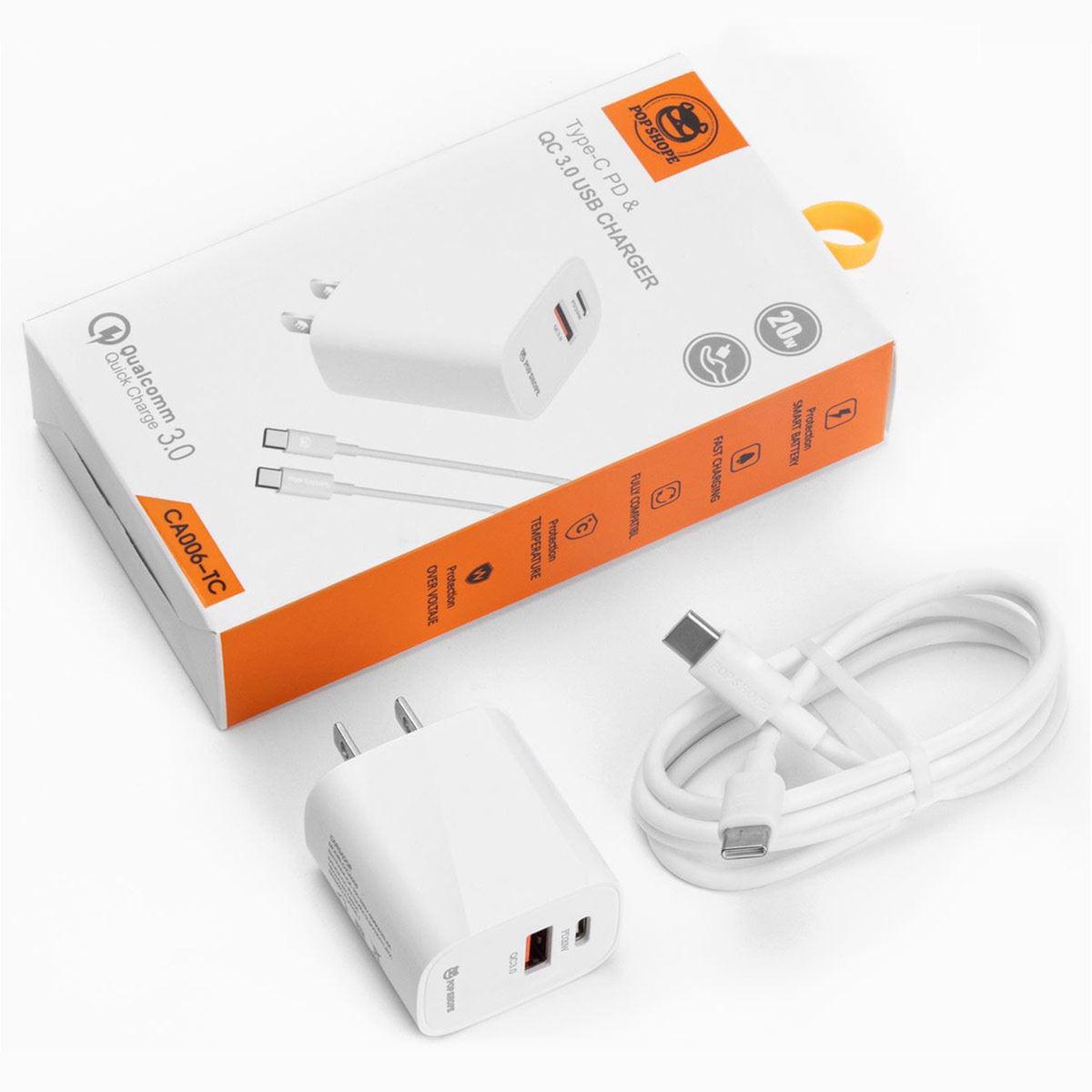 Cargador tipo C a tipo C 6A blanco