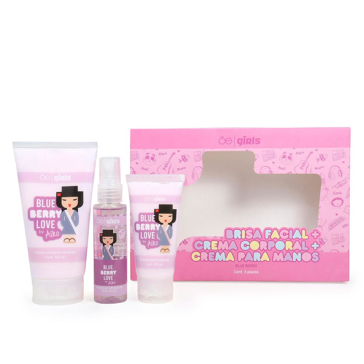 Set Crema De Manos , Brisa Facial Y Crema Corporal Blue Berry Cloe