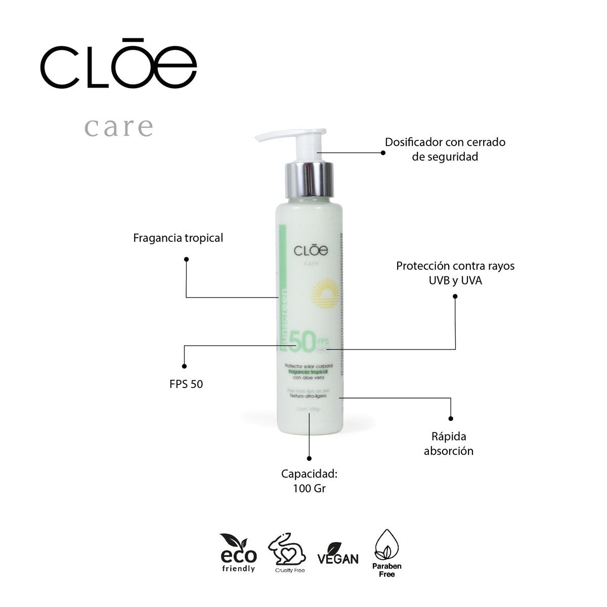 Protector solar corporal fps 50 con aloe 100 ml