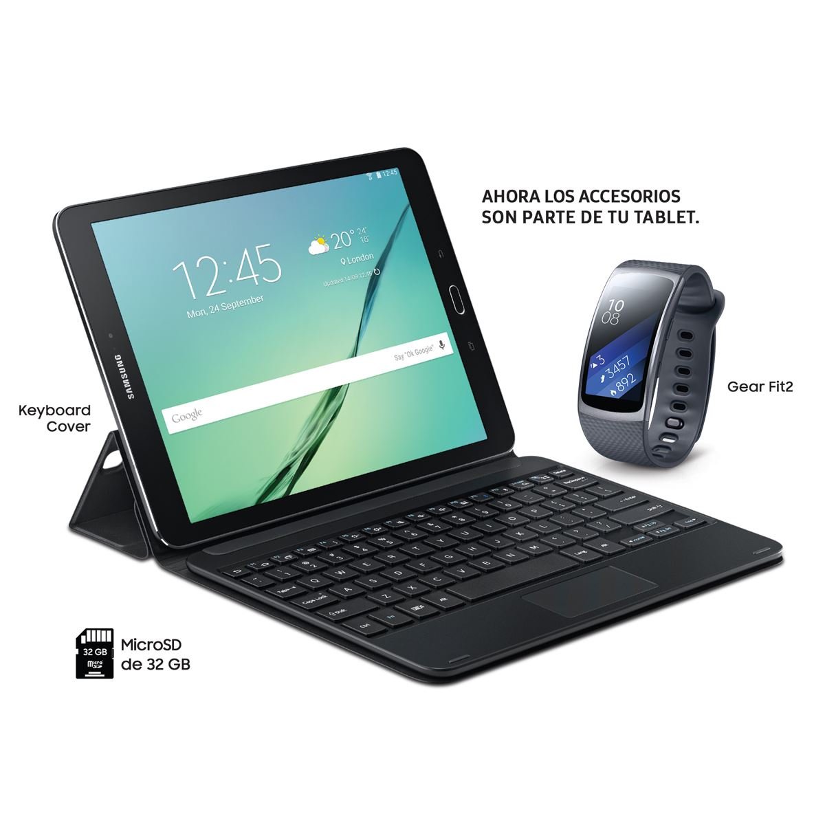Bundle Trip Fit Kit Samsung Galaxy TabS2 VE+ Gear Fit Li+ Keyboard+ SD 32GB