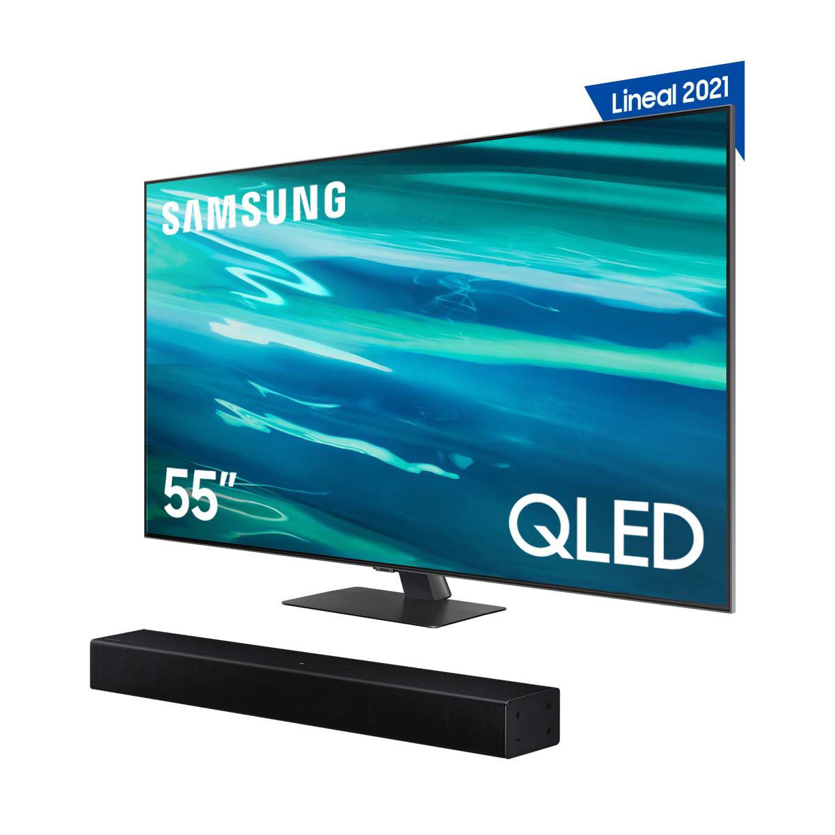 Paquete Smart TV QLED Samsung 55" 4K QN55Q80AAFXZ + Barra de Sonid HW-T400