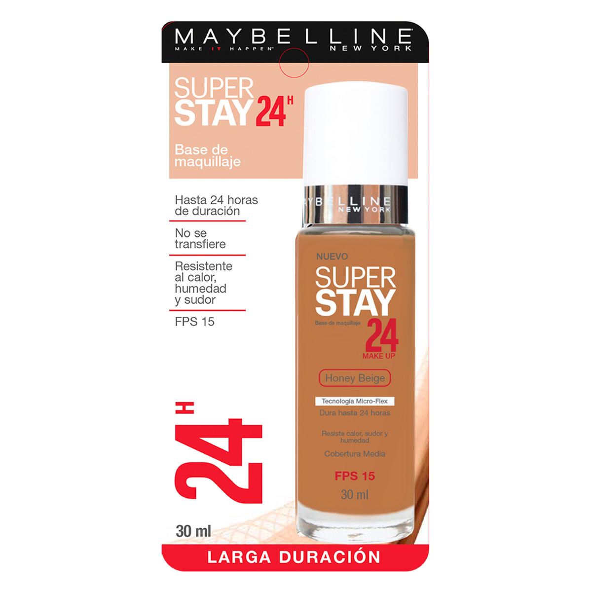 Base de Maquillaje Maybelline New York Super Stay 24 H Honey Beige 30ml