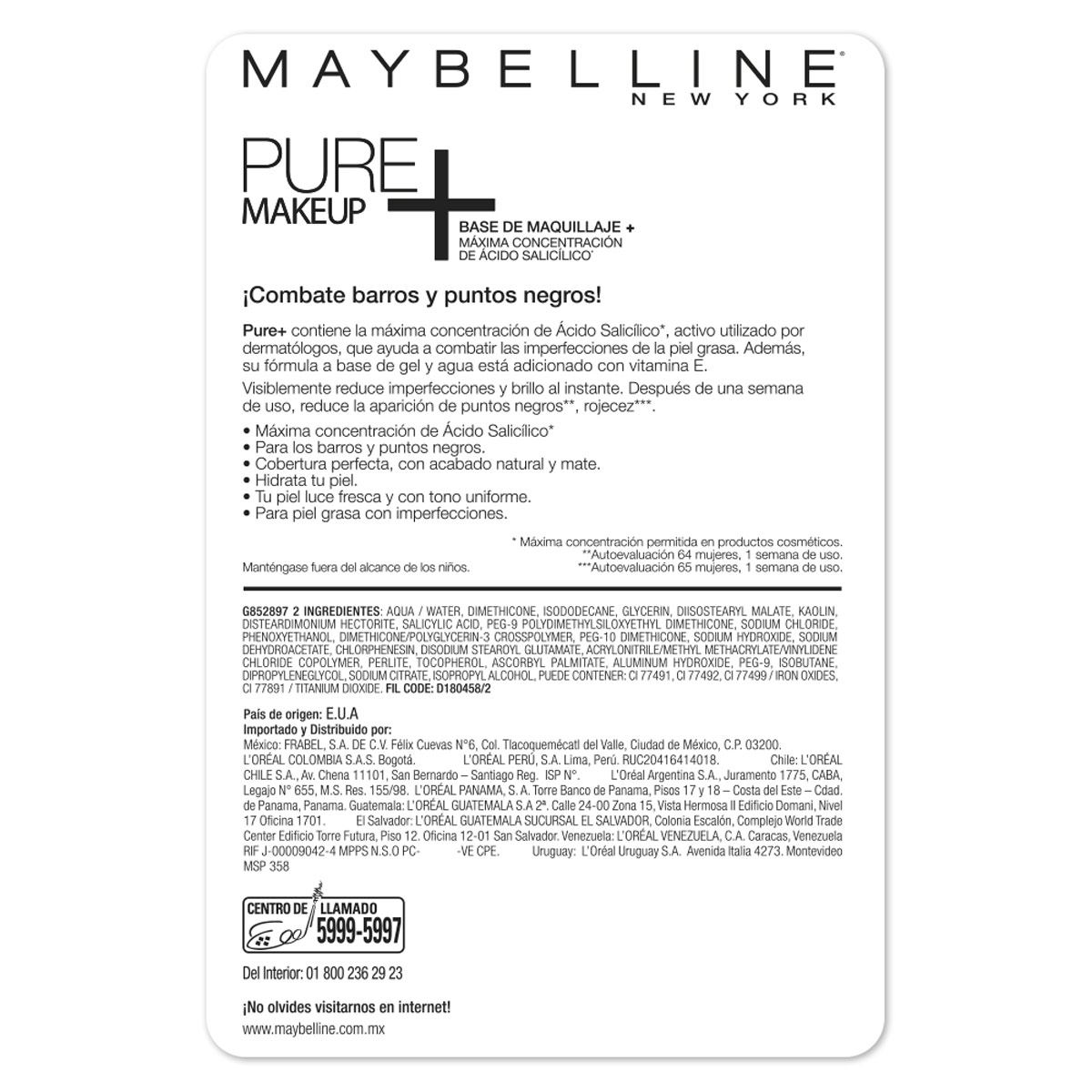 Base de Maquillaje Maybelline New York Pure + Claro Natural 30 ml