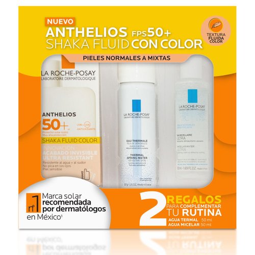 Pack Protector Solar Rostro Anthelios Shaka Fluid con Color FPS 50&#43;