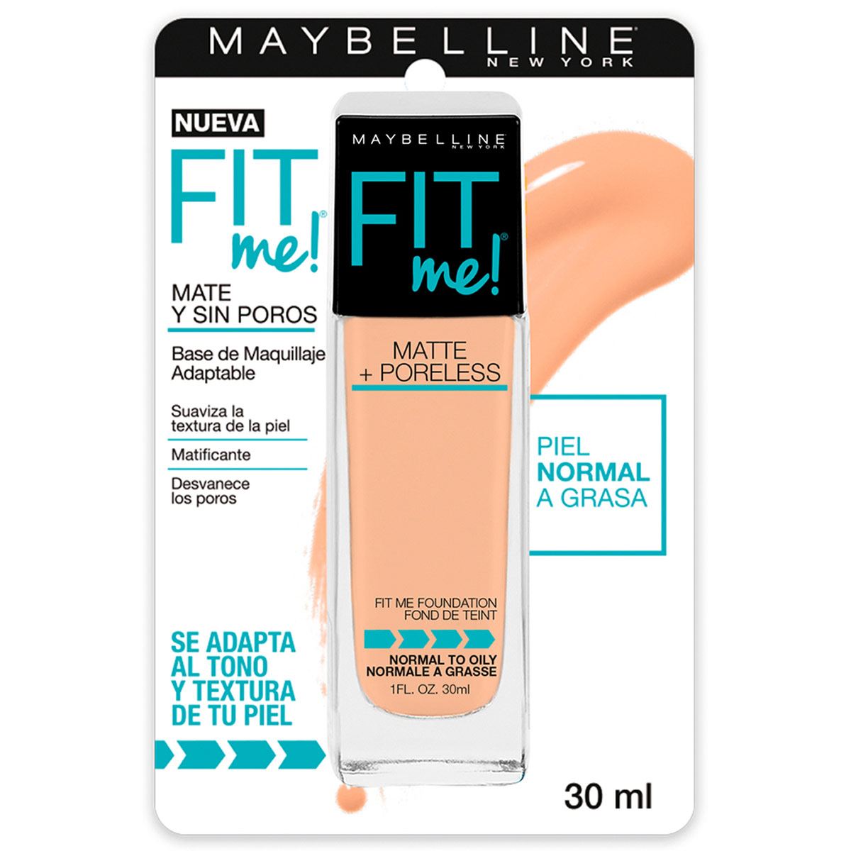 Base de maquillaje Maybelline Fit Me! matte + poreless 128 warm nude 30 ml