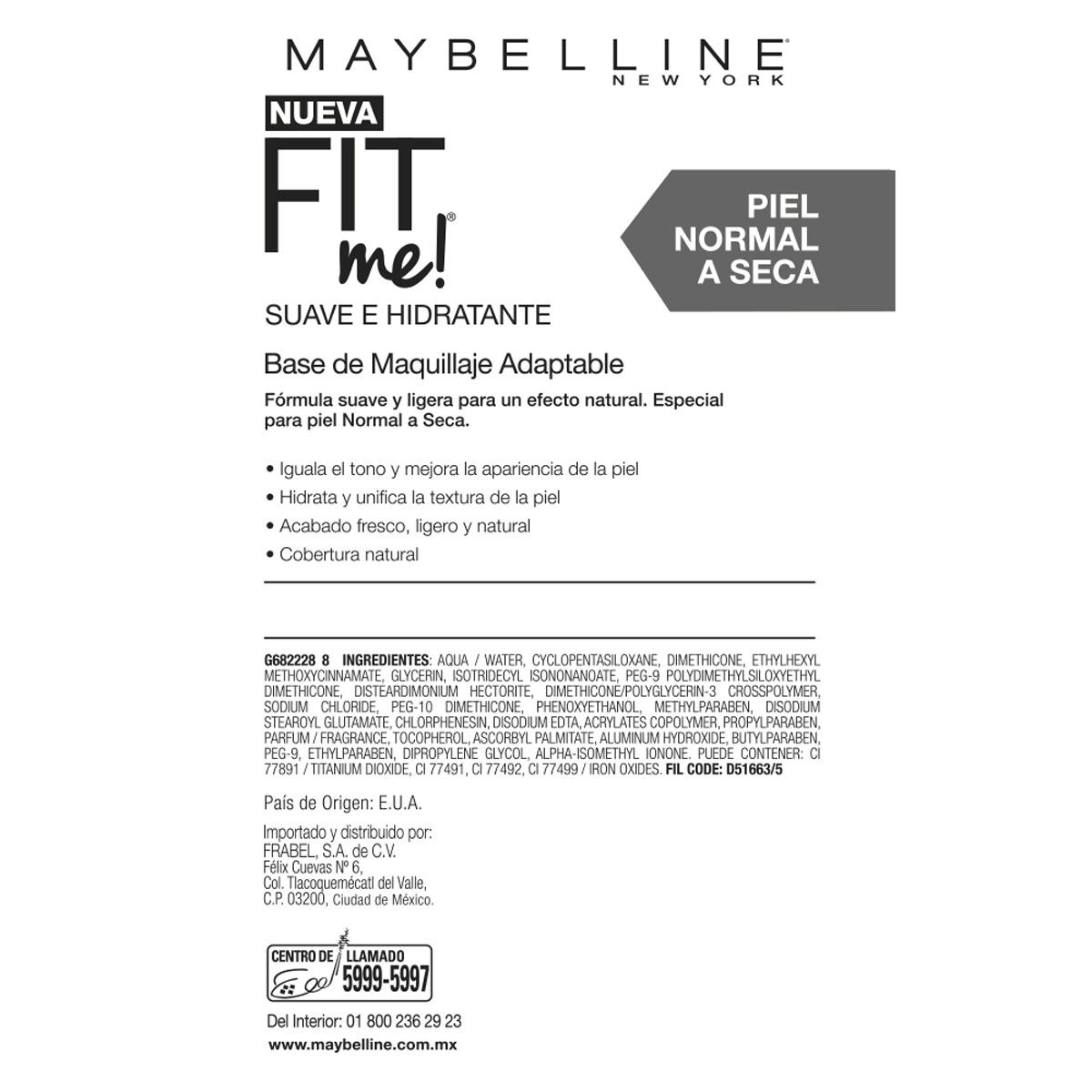 Base de Maquillaje Maybelline New York Fit Me! 310 Sun Beige 30 ml