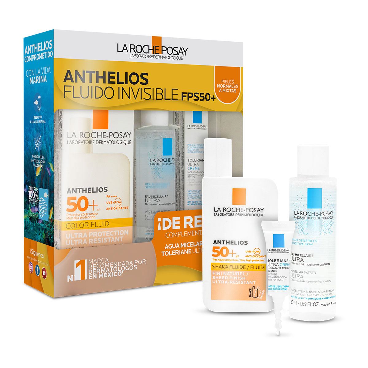 Kit Protector Solar Con Color Piel Normal A Mixta Textura Fluida