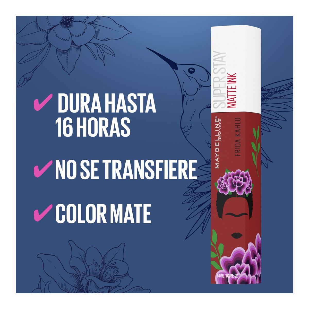 Labial Líquido Maybelline New York Super Stay x Frida Kahlo Voyager 5ml