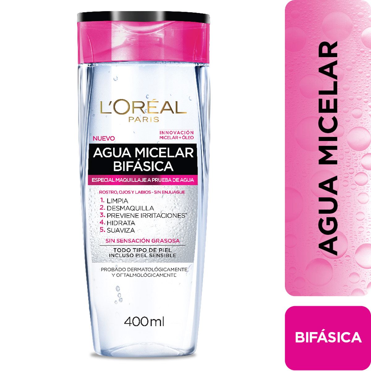 Agua Micelar Desmaquillante Bifásica L'Oréal Paris, 400ml