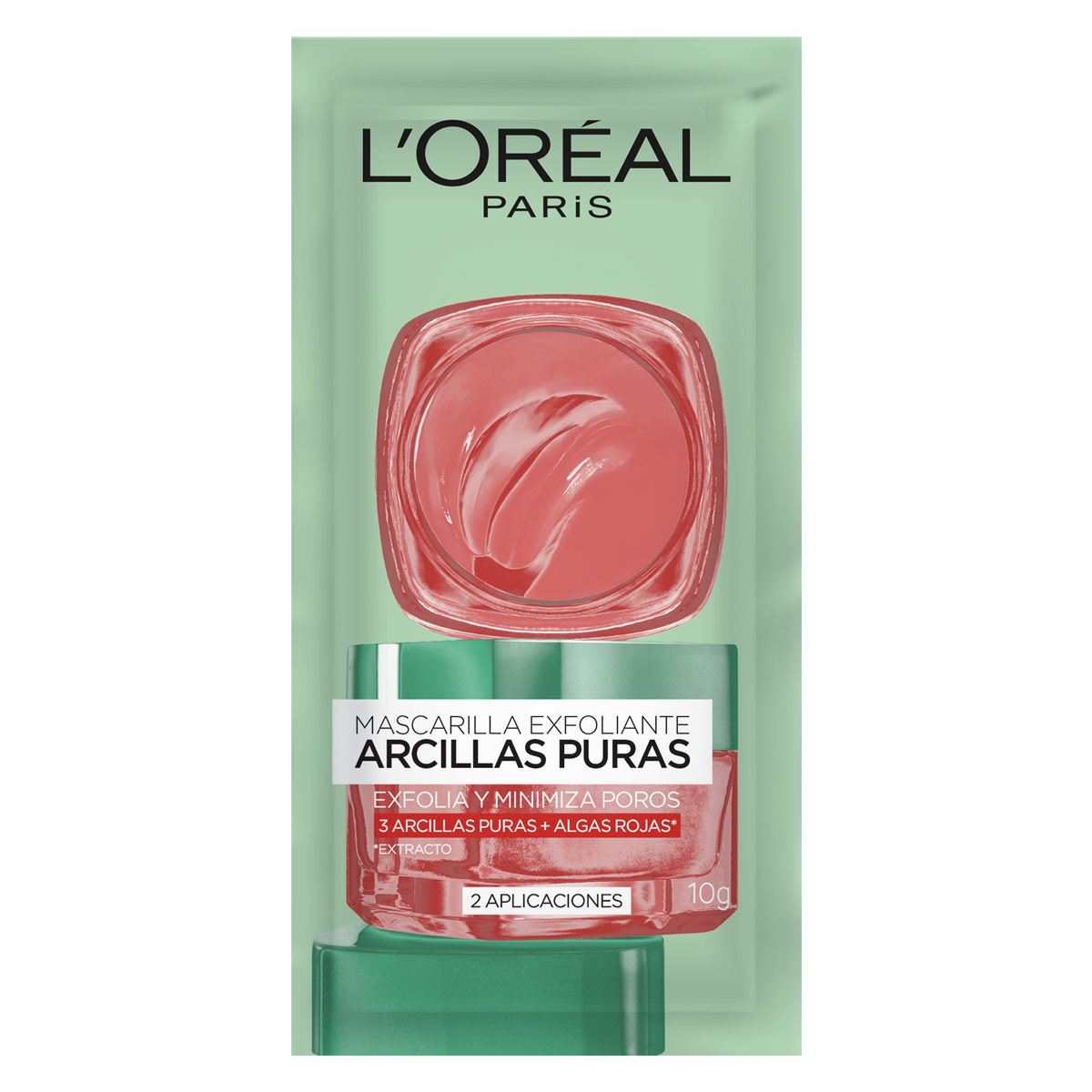 Sachet Mascarilla Negra Con Carbón Activado Arcillas Puras, L'Oréal Paris,