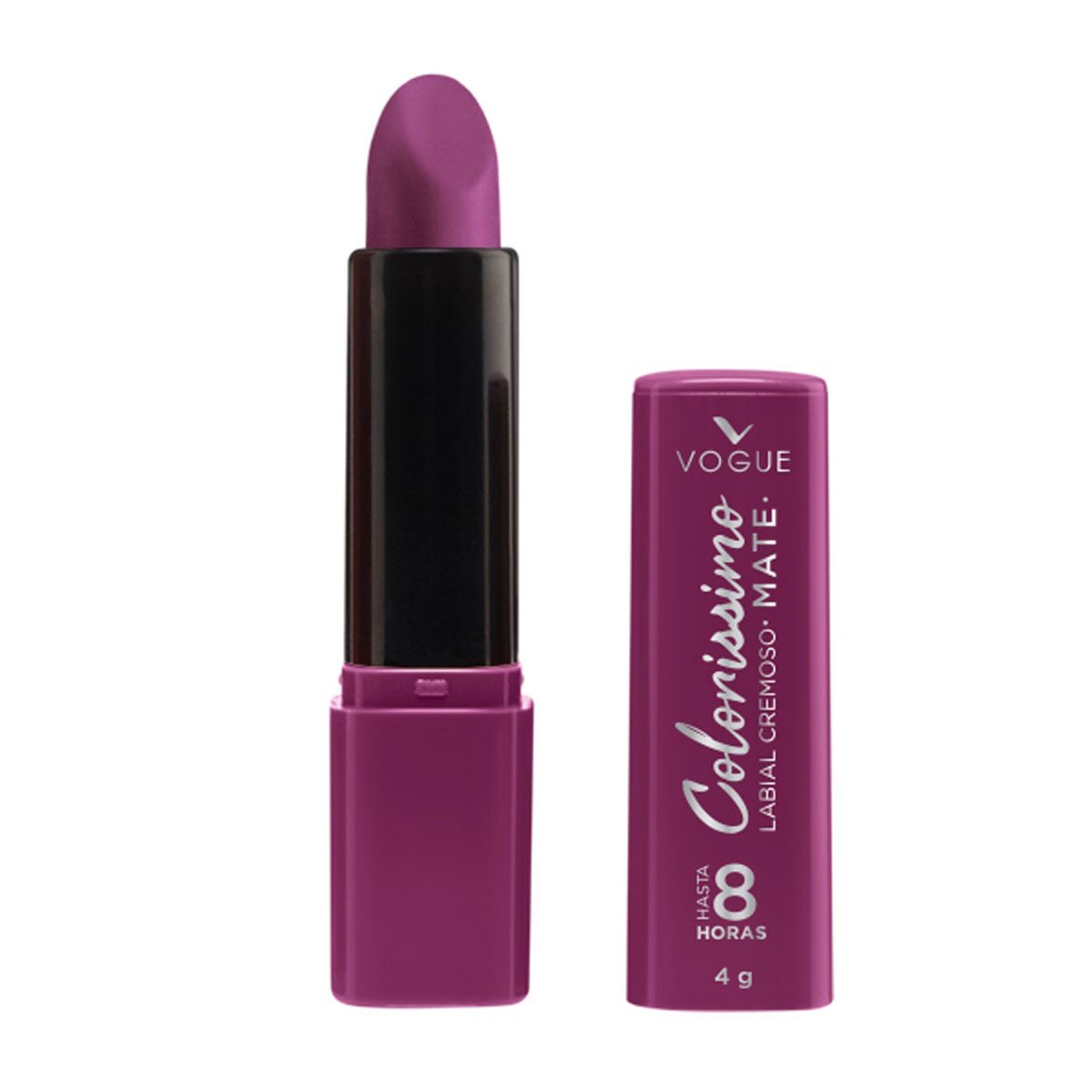 Labial en barra mate hidratante Colorissimo Vogue, Tono Ciruela Divina