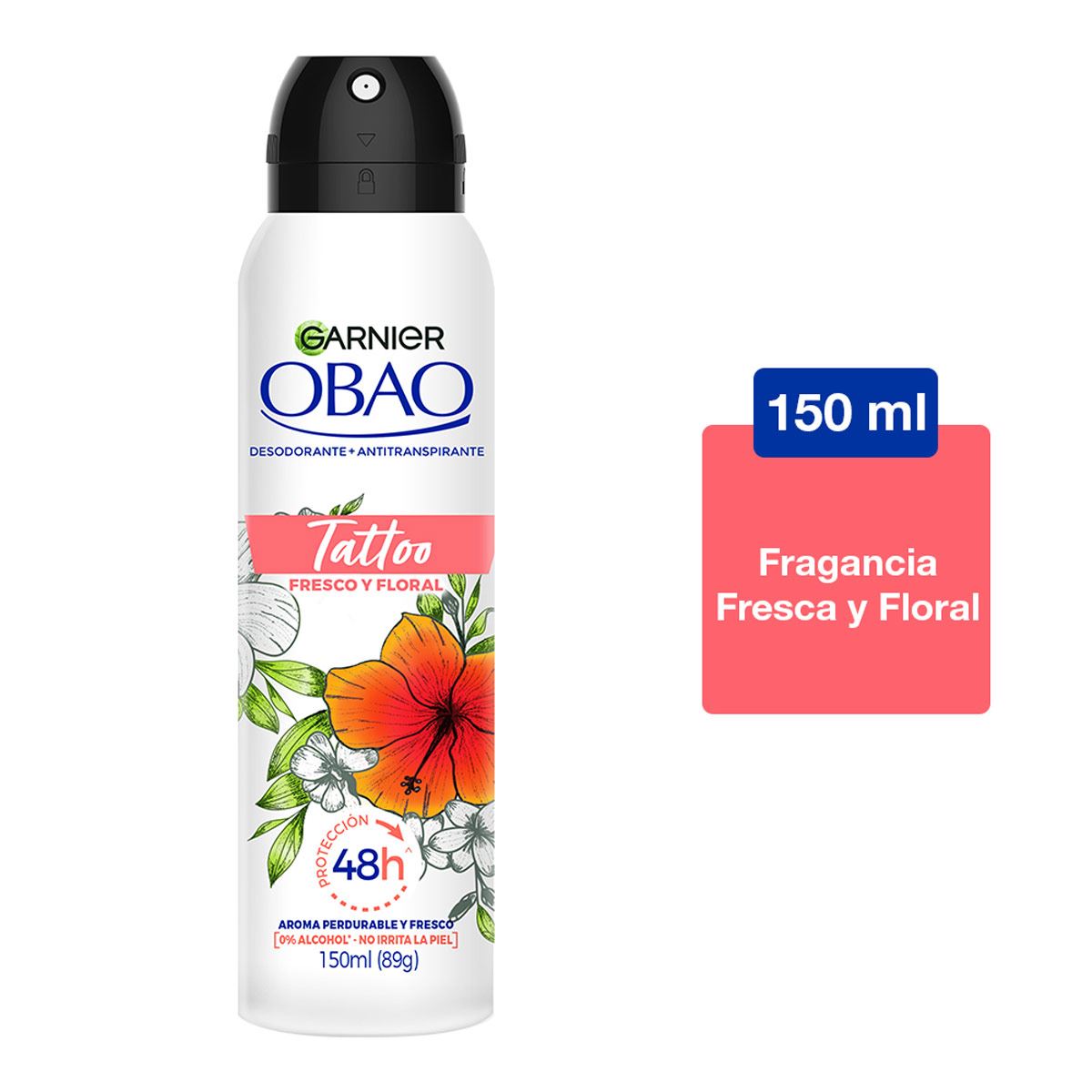 Obao Women Tattoo 2.0 de Garnier, Desodorante y Antitranspirante en Spray, 150ml
