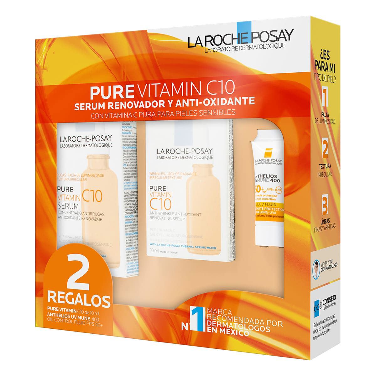 Pack La Roche Posay Pure Vitamin C10 Serum 30ml + Mini PVC 10 + Anthelios Oil Control Fluido UVMune 3ml
