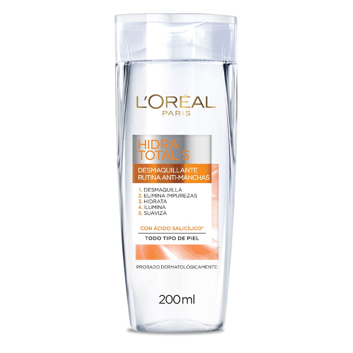 Leche Desmaquillante Facial Anti Manchas Con Ácido Salicilico Hidra Total5 L'Oréal Paris,
