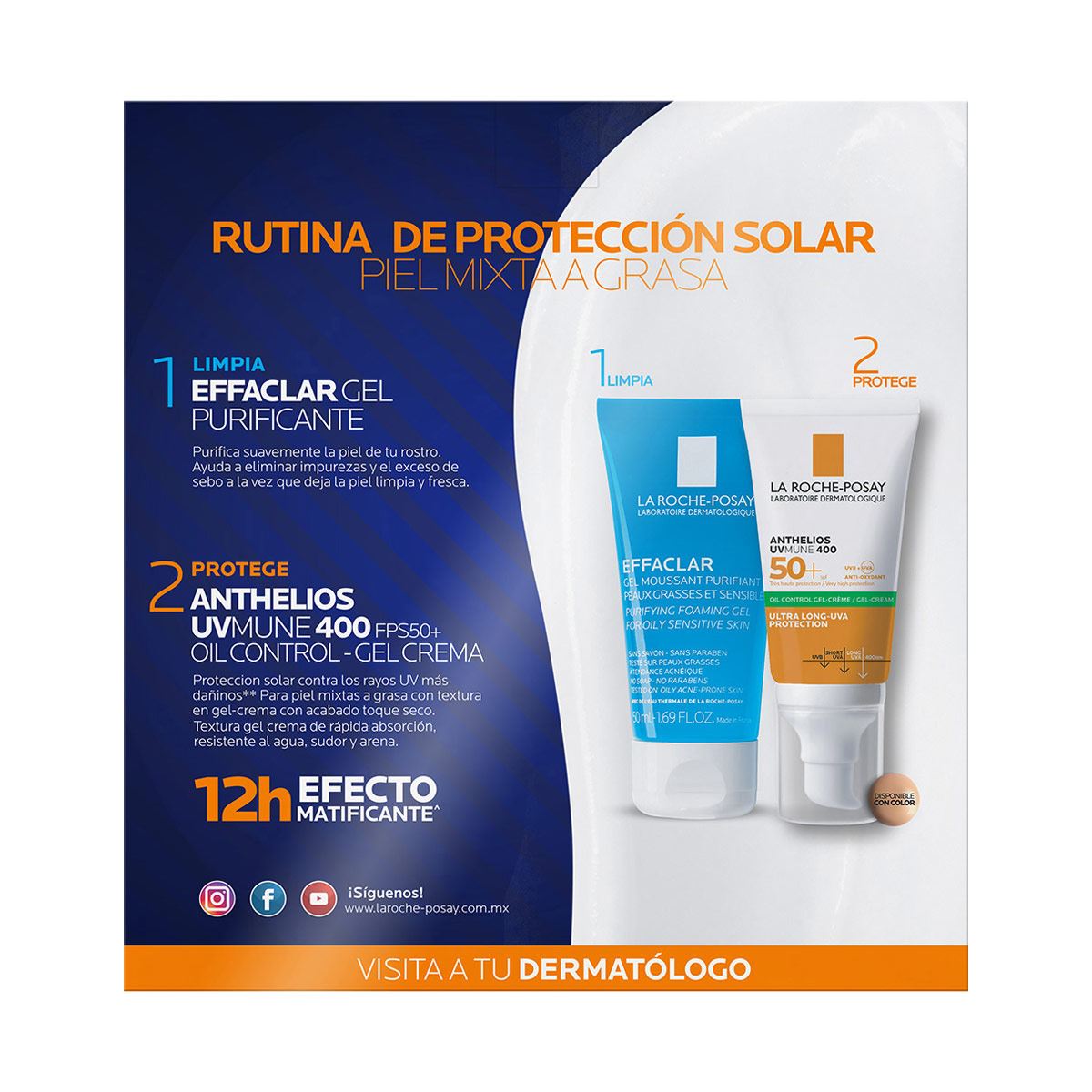 Kit La Roche Posay Protector Solar Piel Mixta a Grasa Textura Gel Crema