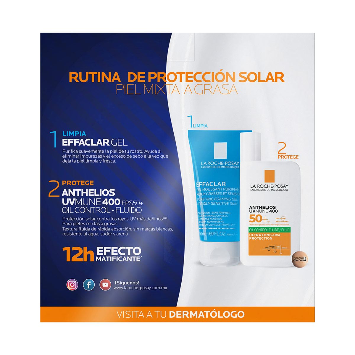 Kit La Roche Posay Protector Solar Piel Mixta a Grasa Textura Fluida