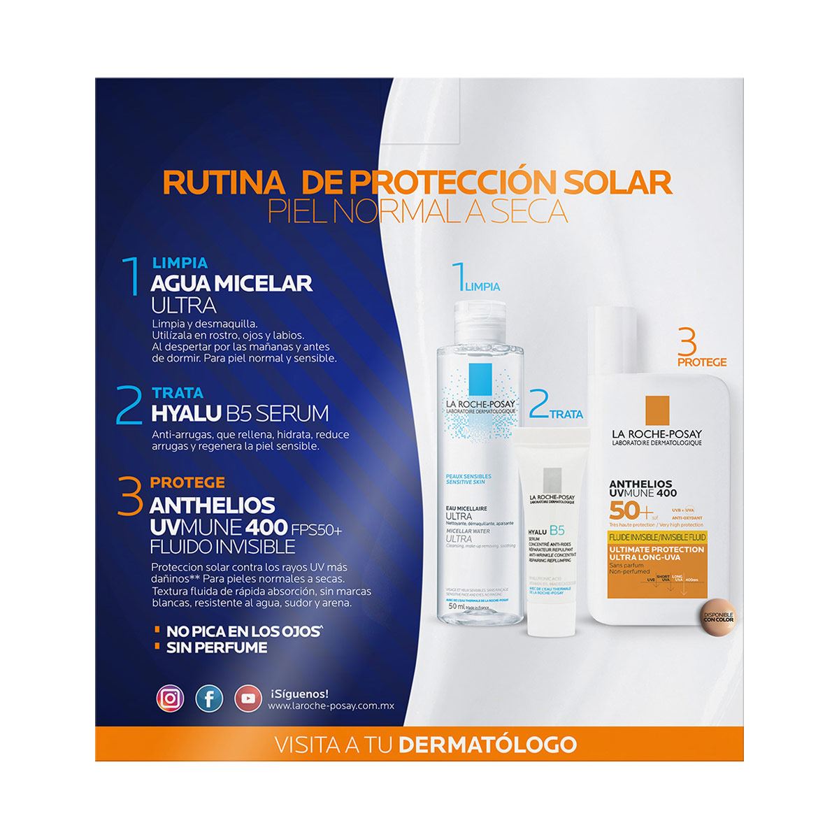 Kit La Roche Posay Protector Solar Piel Normal a Seca Textura Fluida