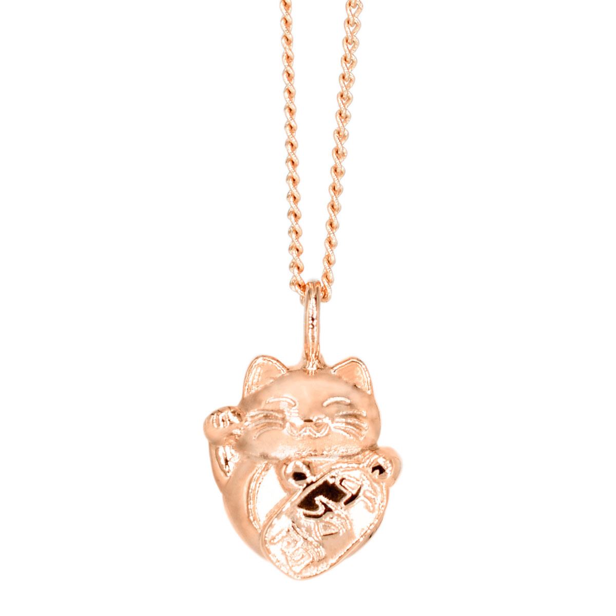 DIJE GATO MANEKI NEKO PLATA CH ORO ROSA NECORA