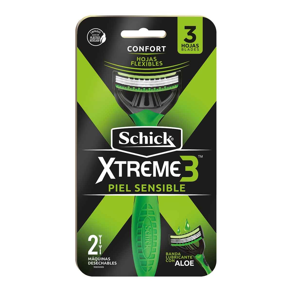 Rastrillos Schick Xtreme 3 Piel Sensible desechable 2 Piezas