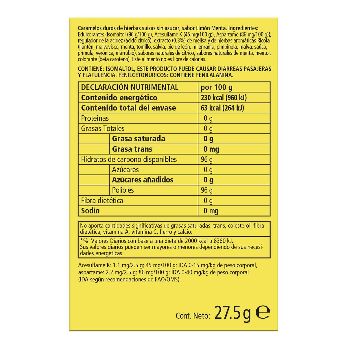 Ricola Limón/Menta Sin Azúcar 27.5g