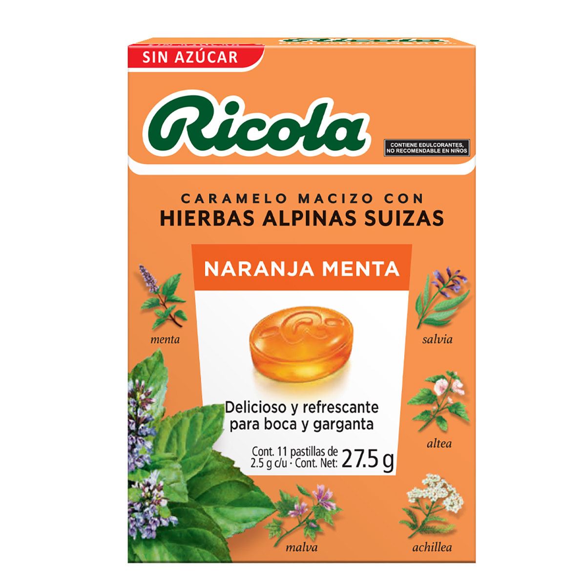 Ricola Naranja/Menta sin azúcar 27.5g