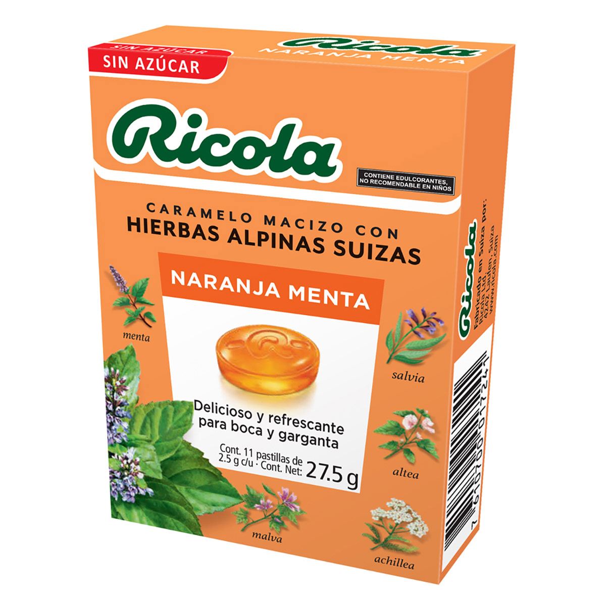 Ricola Naranja/Menta sin azúcar 27.5g