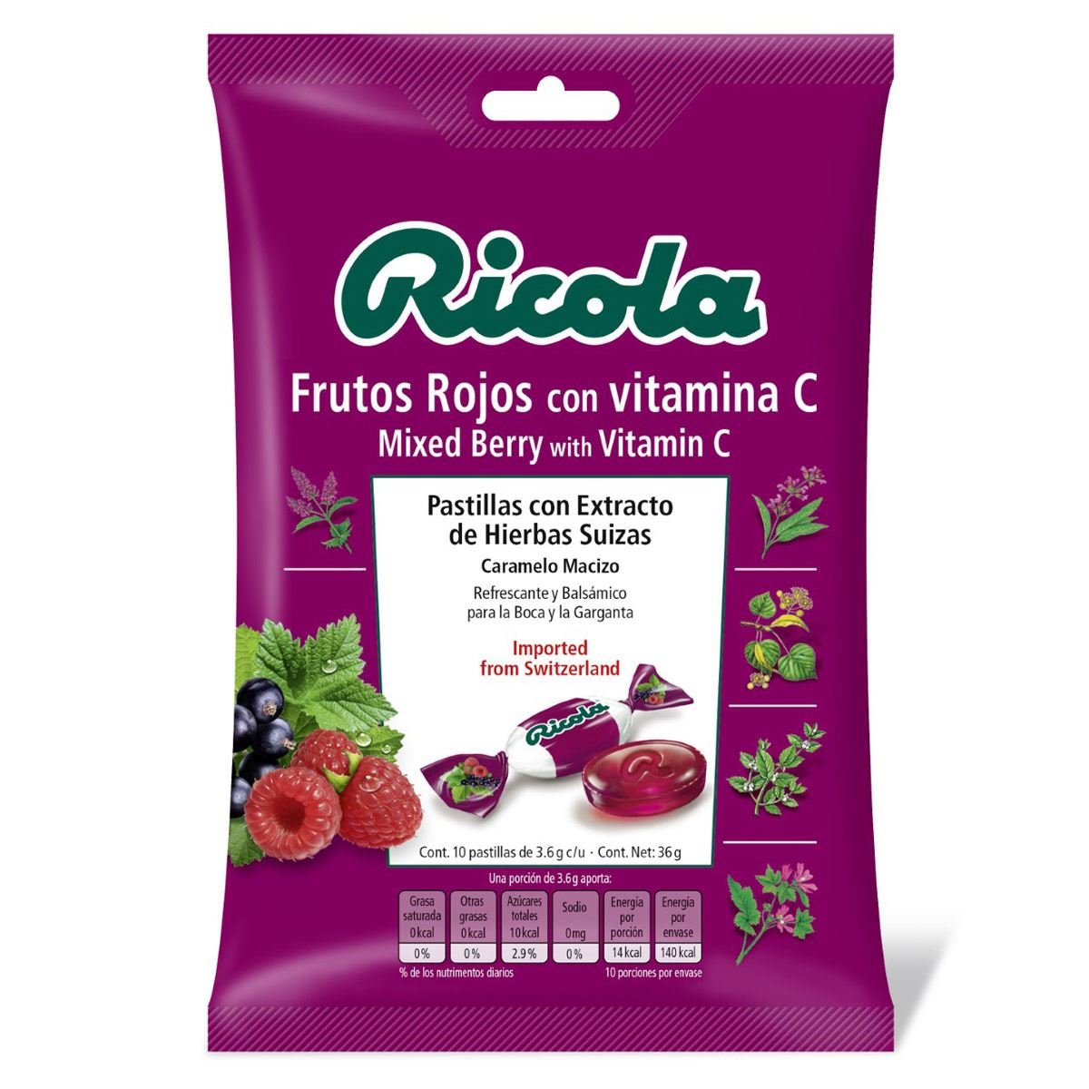 Ricola Frutos Rojos  Caja con 10 Pastillas