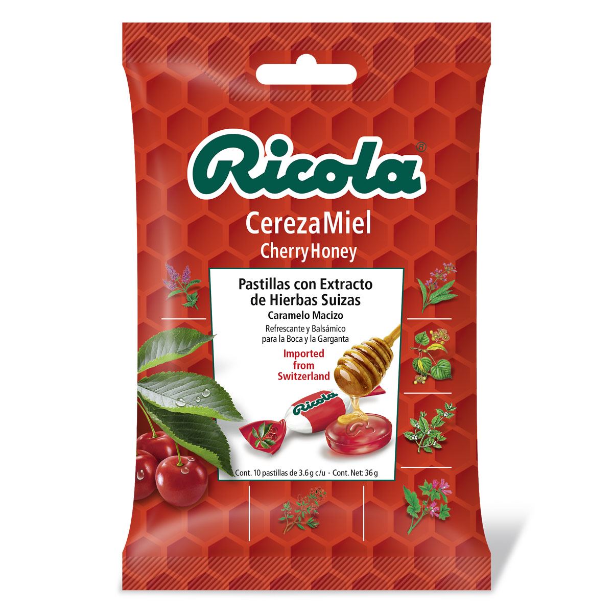 PASTILLAS PARA LA GARGANTA RICOLA CEREZA-MIEL C/10 PZS.