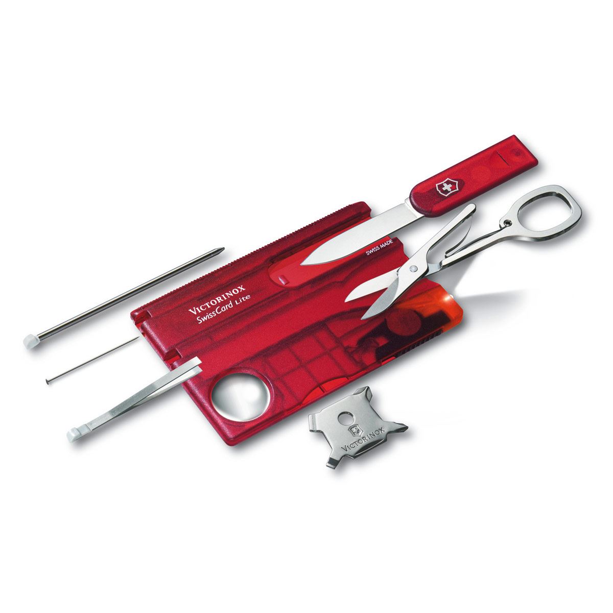 Multiherramienta Swiss Card Lite 07300T Rojo Transparente