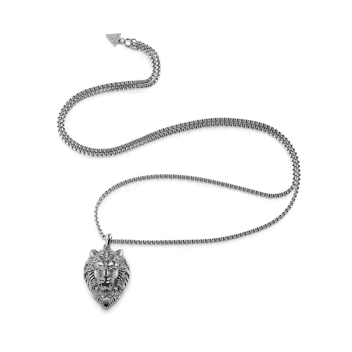 Collar Guess Hero Plateado para Caballero