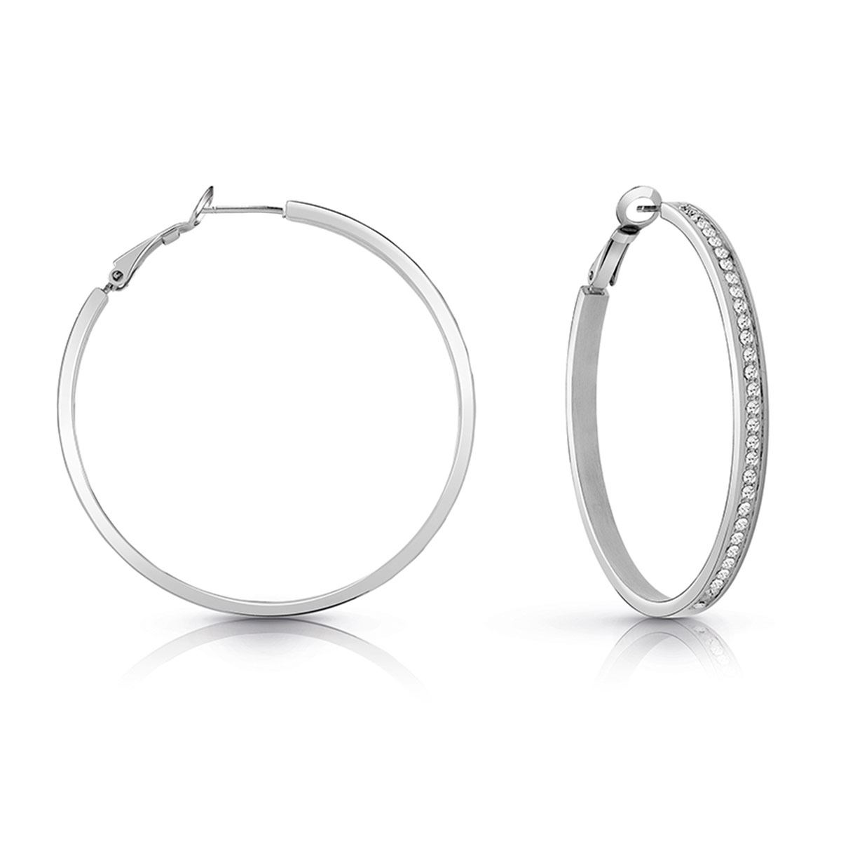 Arracadas GUESS dama color my day de acero inoxidable en tono plateado