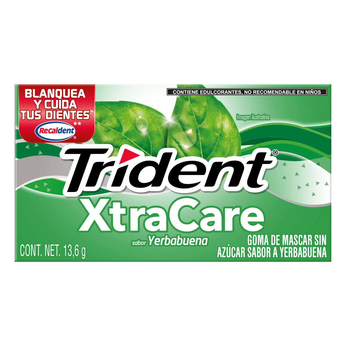 CHICLES TRIDENT XTRA CARE YERB