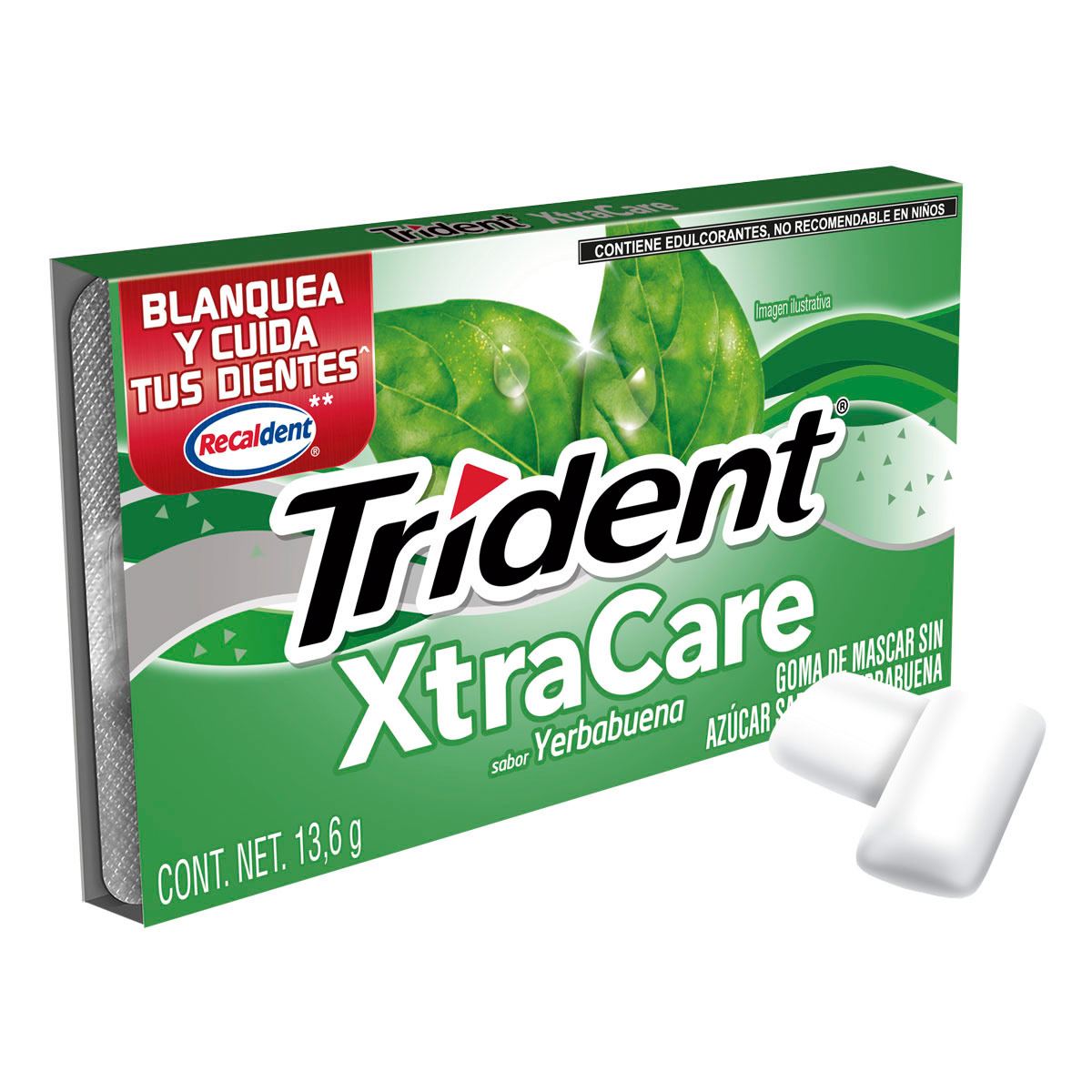 CHICLES TRIDENT XTRA CARE YERB