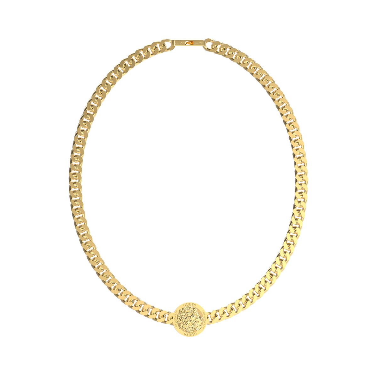 Collar Lion King de Acero Inoxidable en Tono Plateado Guess