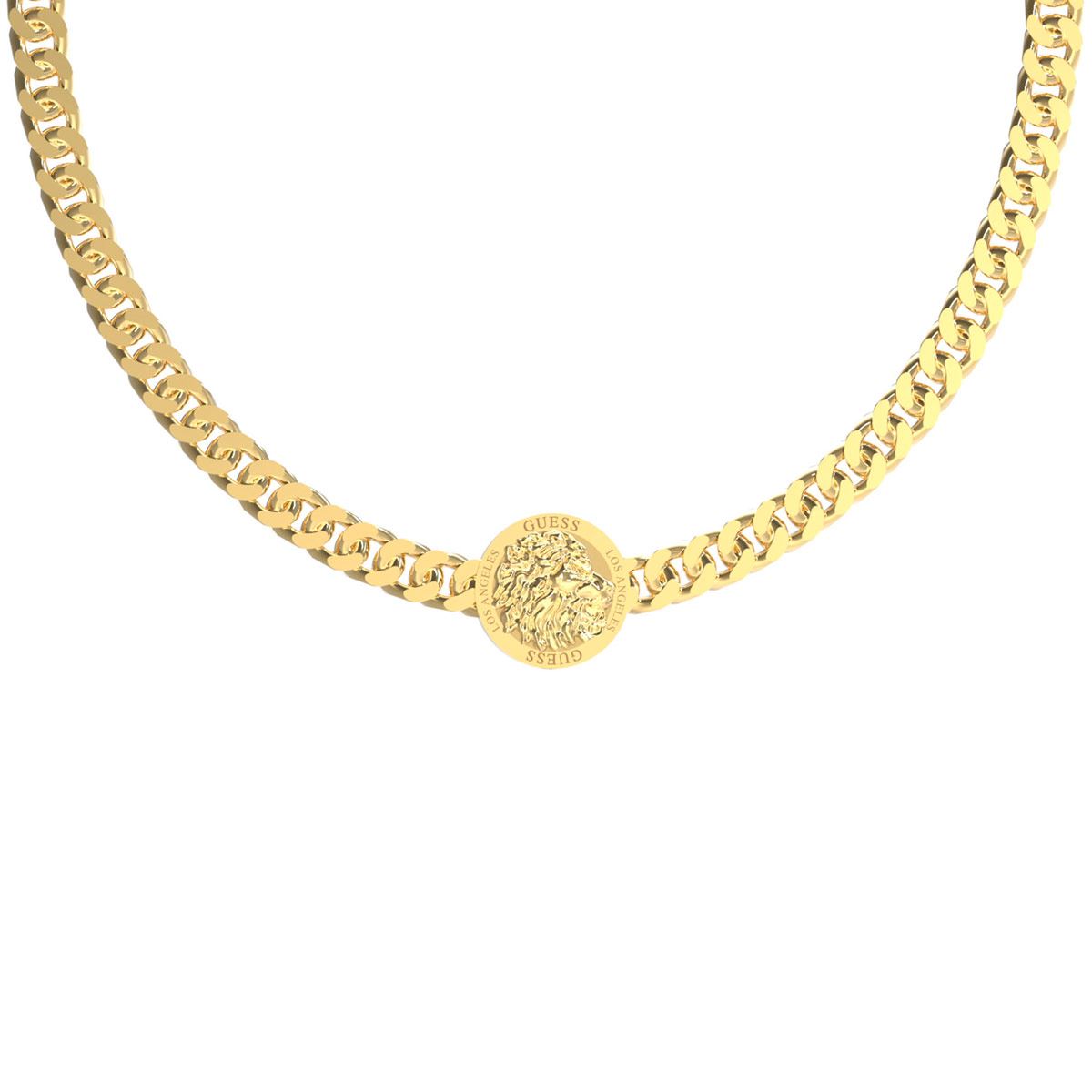 Collar Lion King de Acero Inoxidable en Tono Plateado Guess