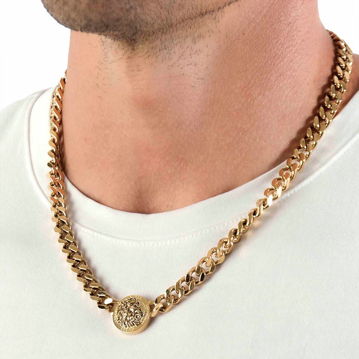 Collar Lion King de Acero Inoxidable en Tono Plateado Guess