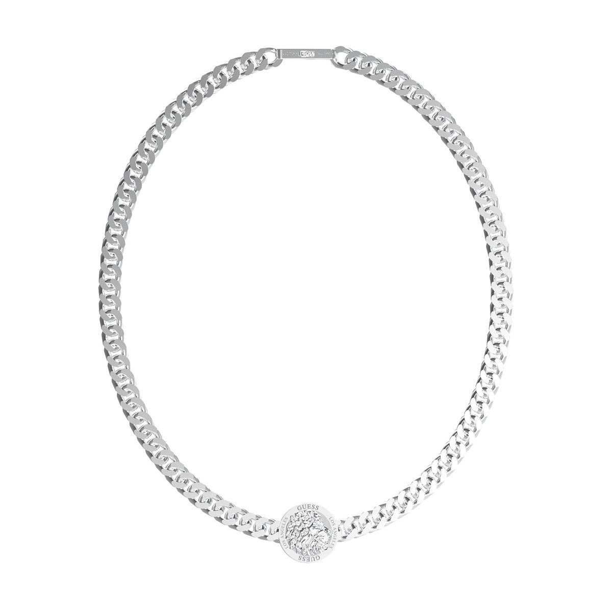 Collar Lion King de Acero Inoxidable en Tono Plateado Guess