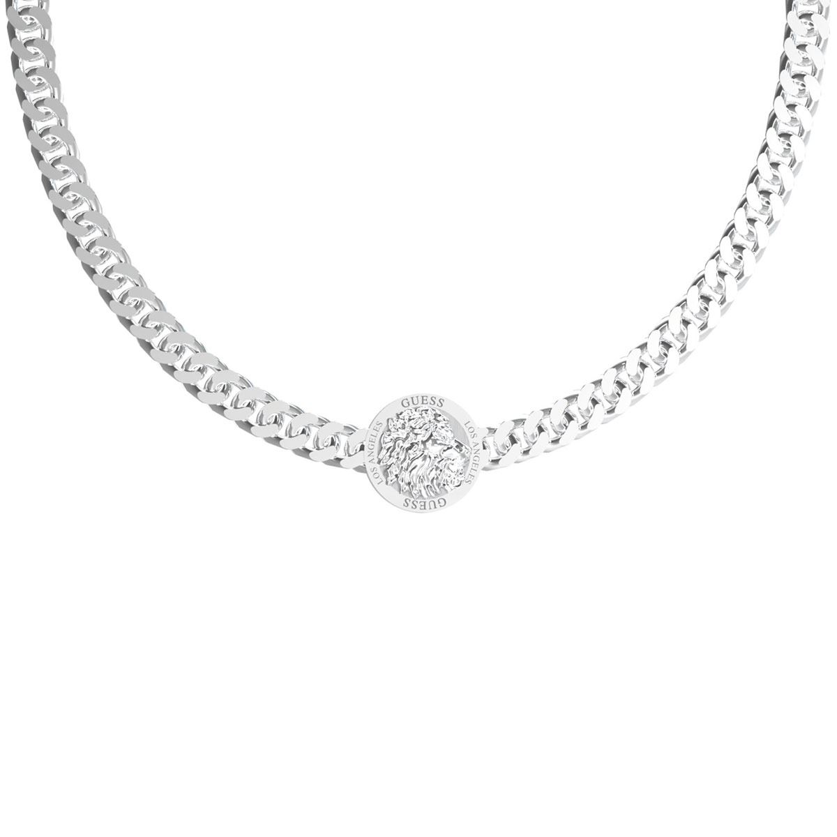 Collar Lion King de Acero Inoxidable en Tono Plateado Guess