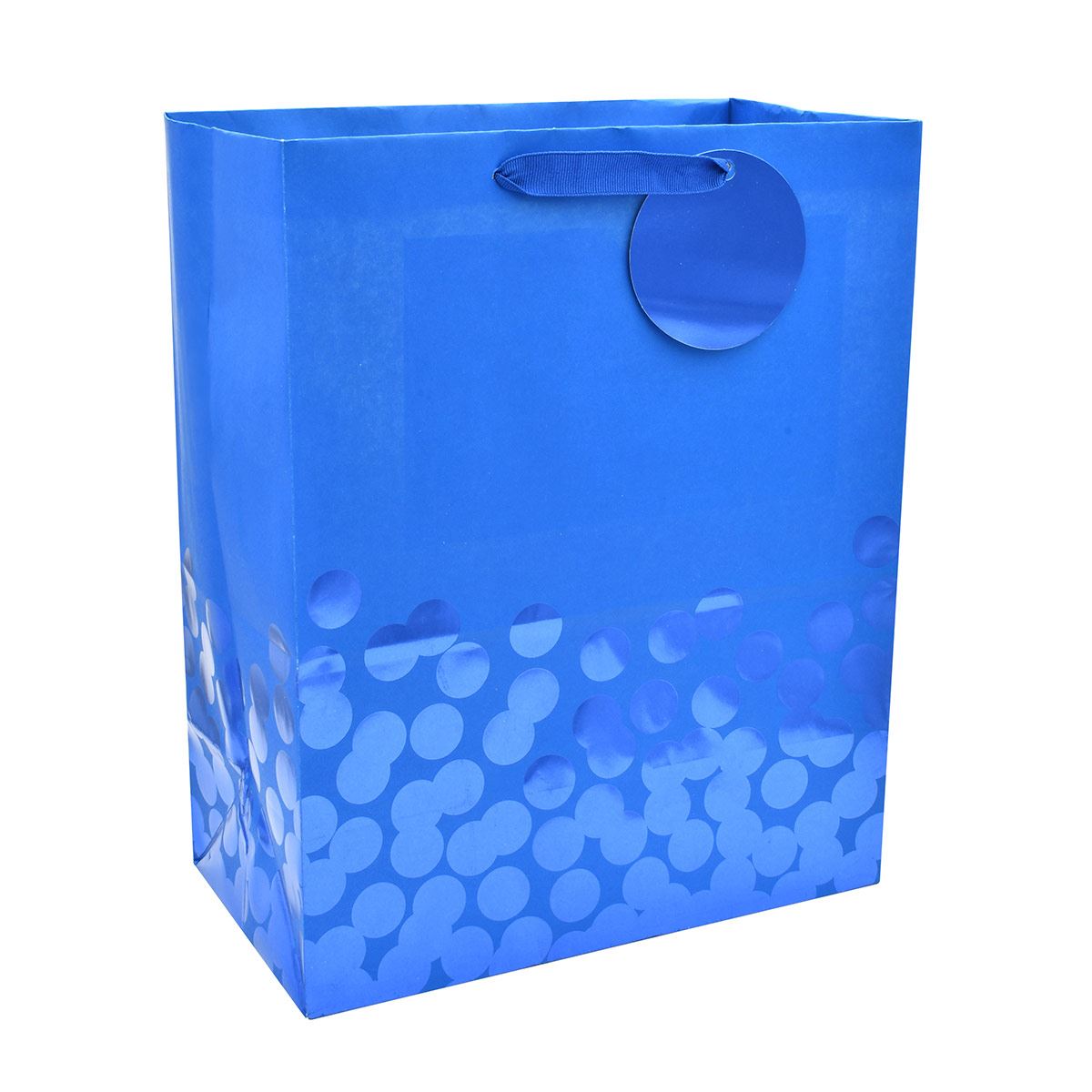 Bolsa para regalo Hallmark color azul con lunares mediana