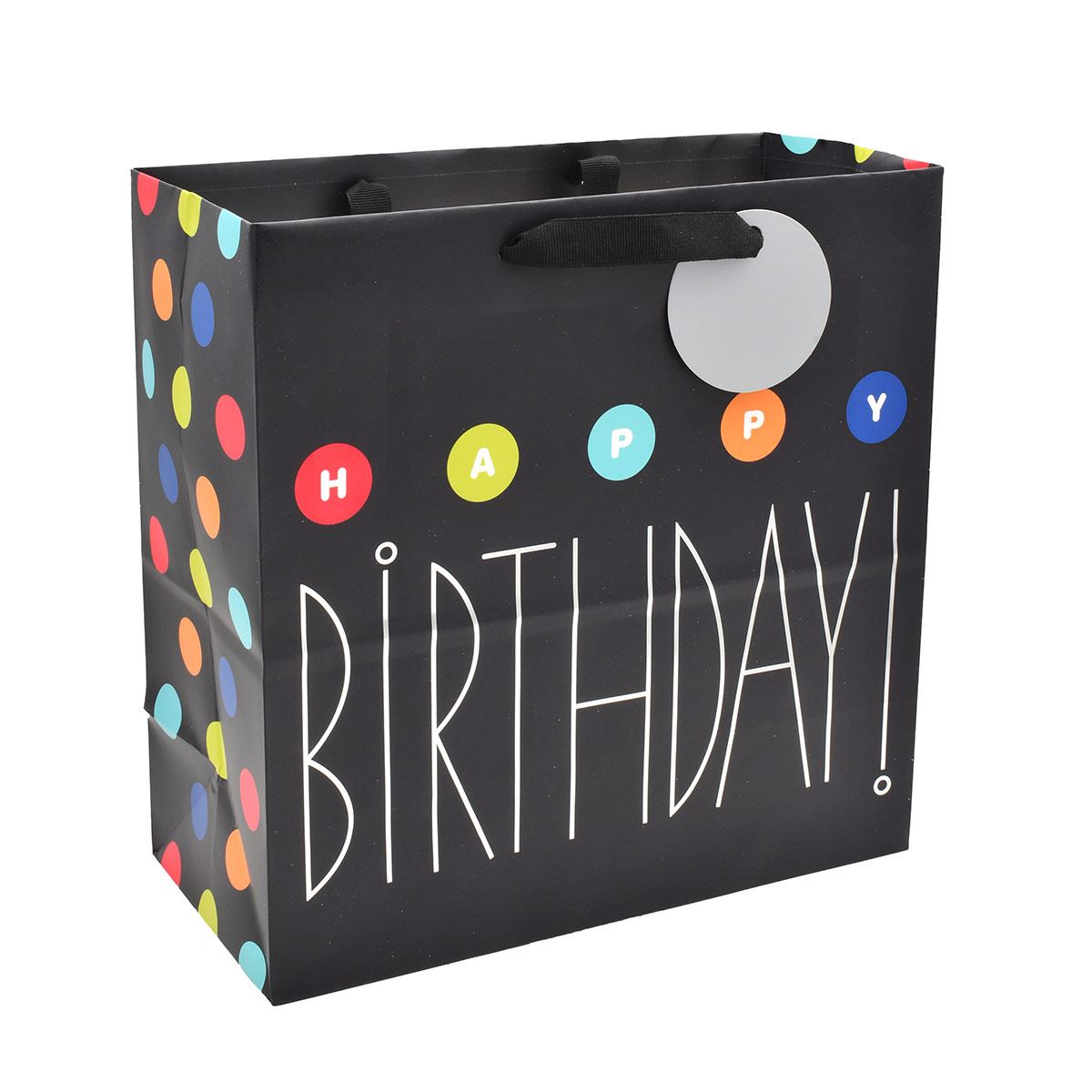 Bolsa para regalos Hallmark mediana negra  diseño feliz cumpleaños