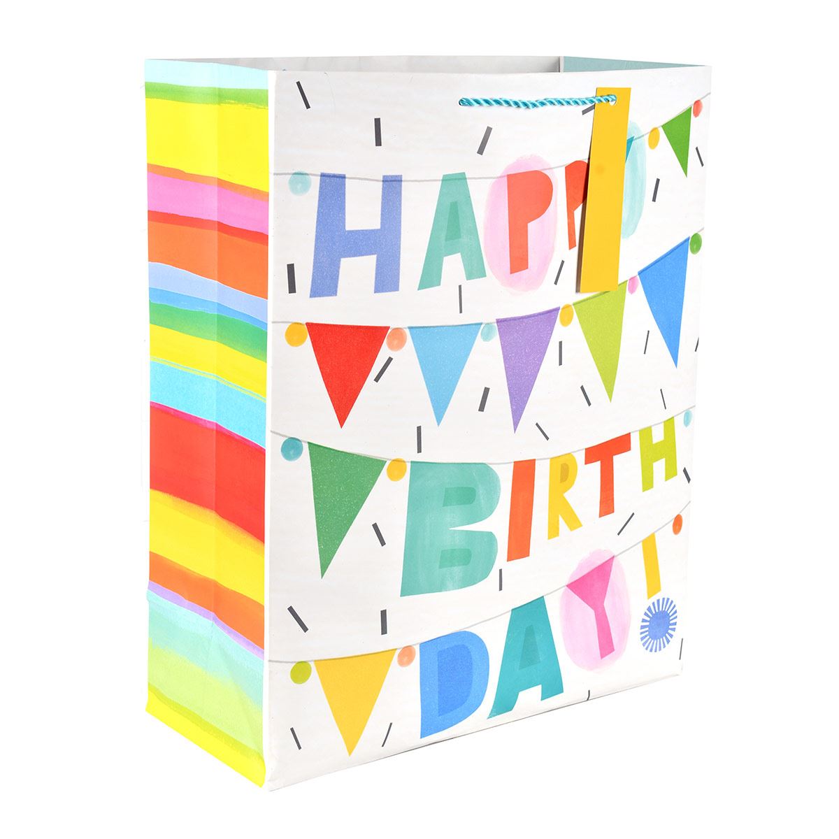 Bolsa para regalo Hallmark diseño banderines feliz cumpleaños tamaño grande