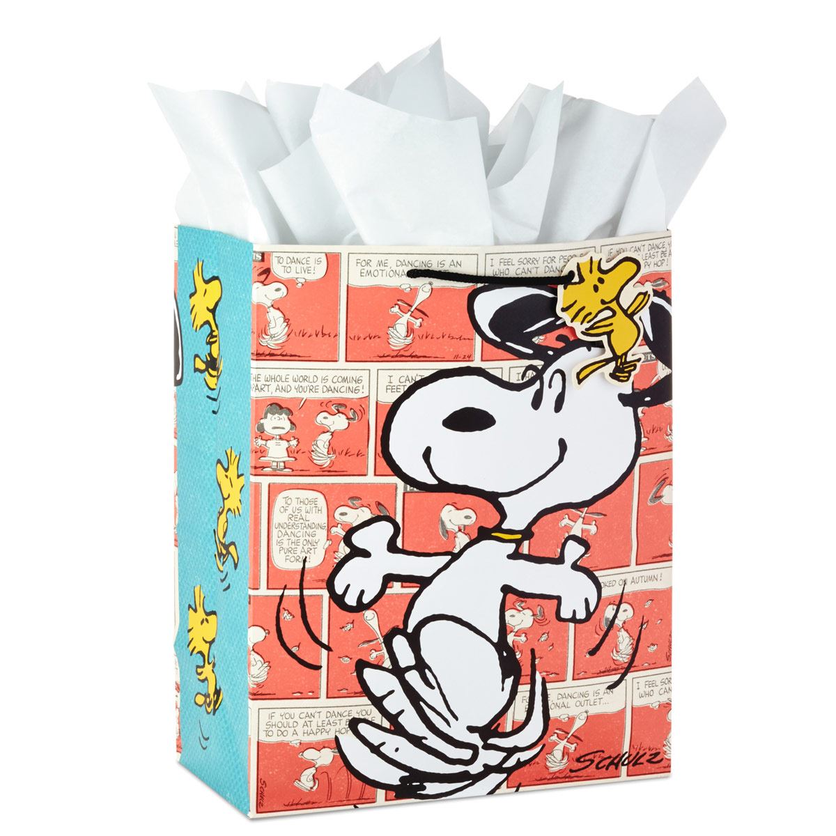 Bolsa de regalo, talla grande, estampada con dibujos tiras de comic y Snoopy