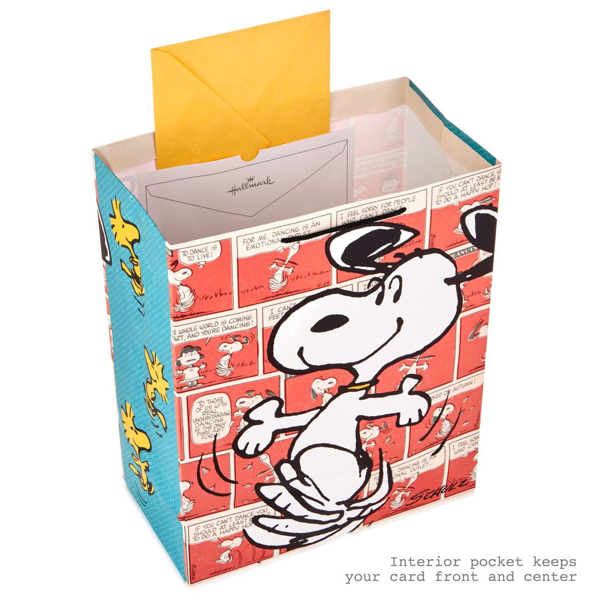 Bolsa de regalo, talla grande, estampada con dibujos tiras de comic y Snoopy