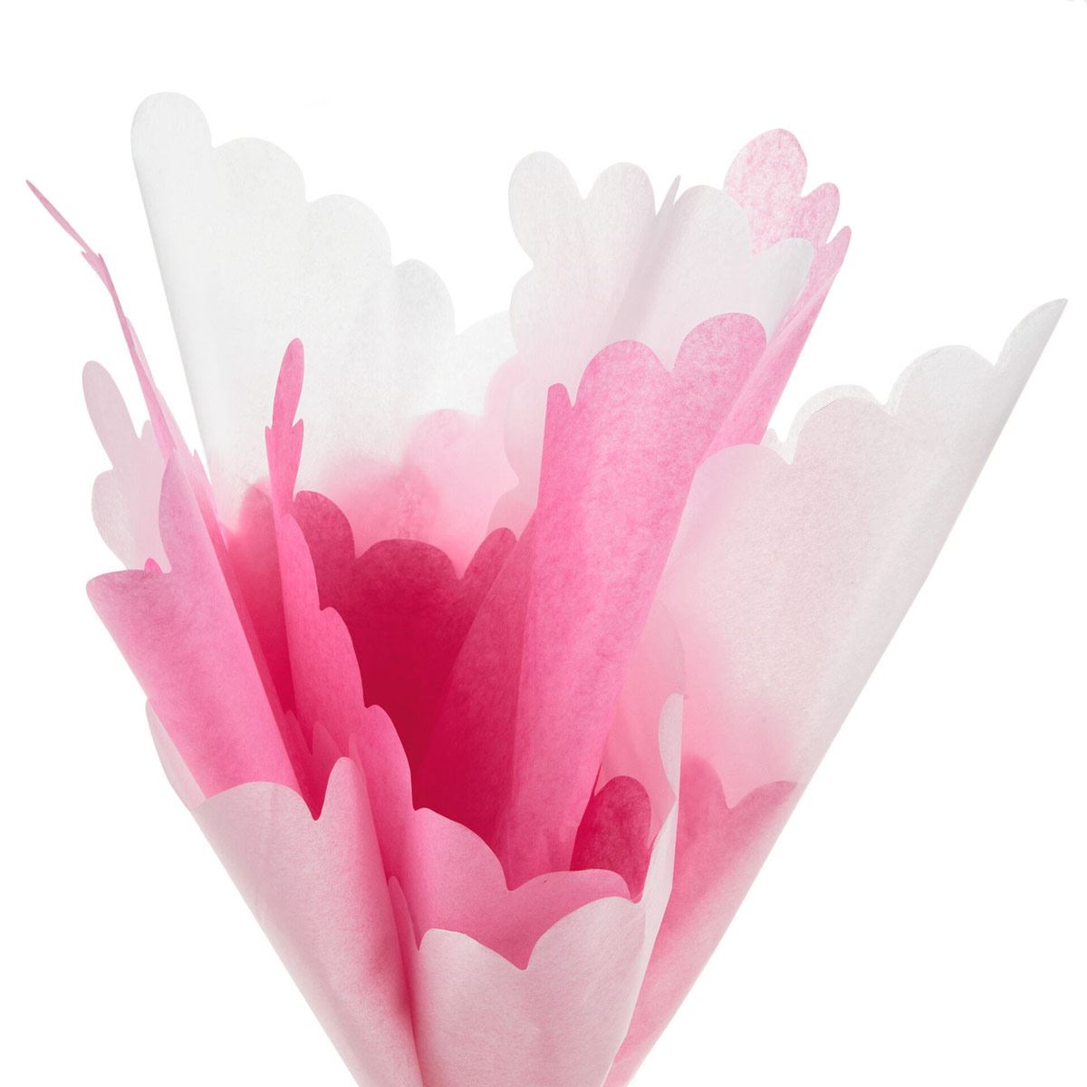 Paquete 2 papeles seda ondulado rosa y blanco 4 hojas