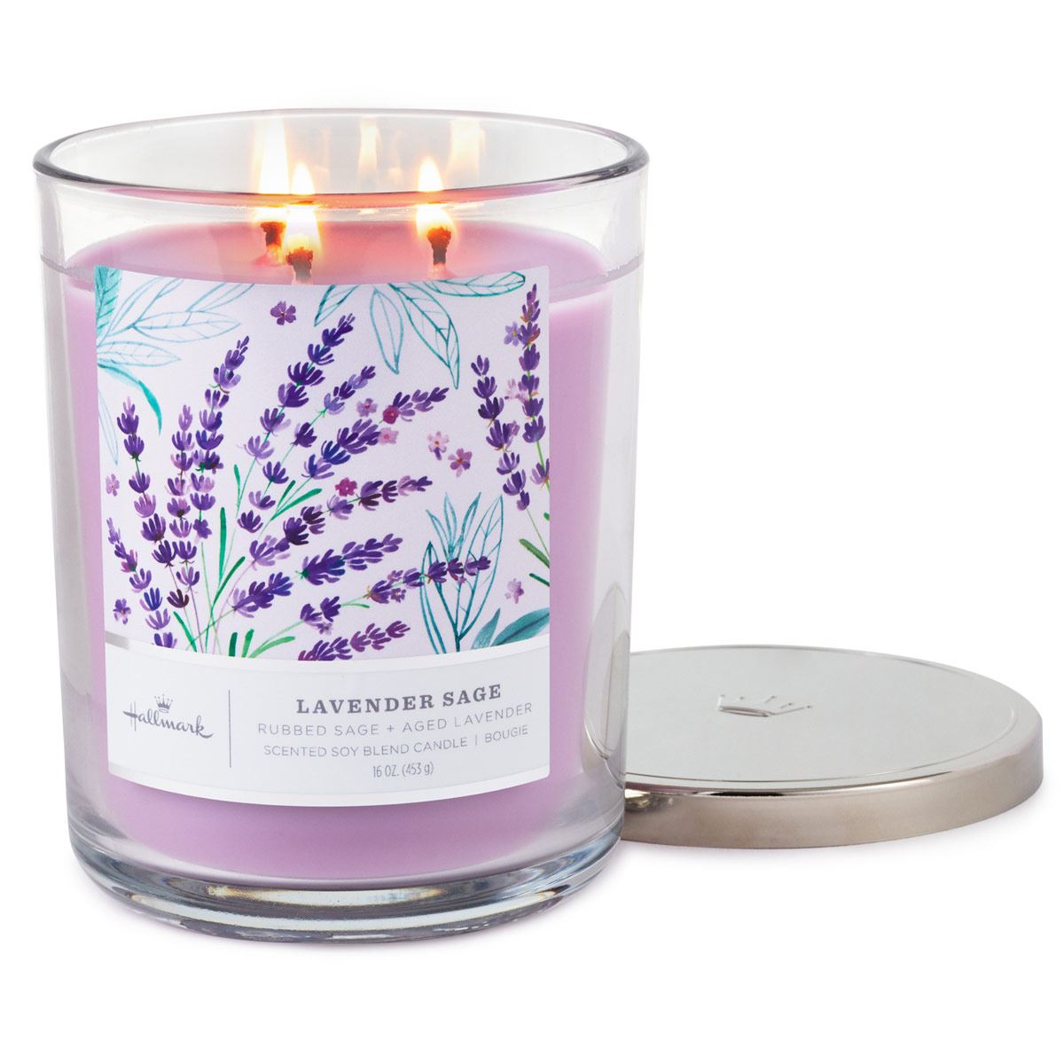 Vela perfumada de 3 mechas se salvia de lavanda