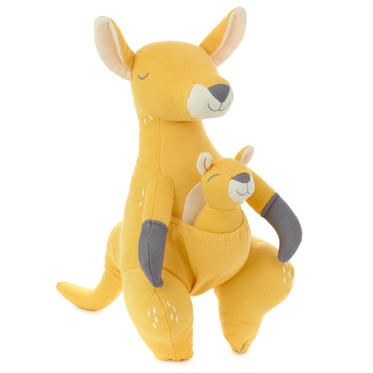 Peluche sonajero de canguro con bebe